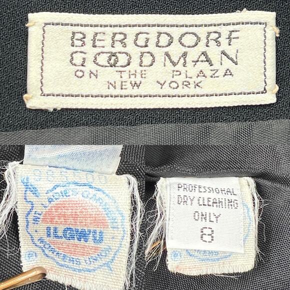 Vintage 80s Ilie Wacs Double Breasted Blazer Black Bergdorf Goodman - Picture 6 of 8